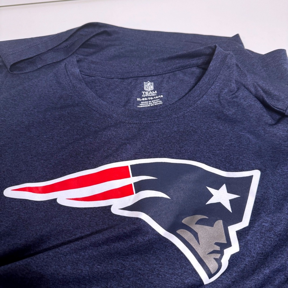 NFL New England Patriots Short Sleeve T Shirt Navy Blue Kids XL‎ 16-18 Logo Fan - Picture 3 of 5